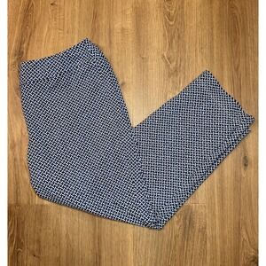 J.McLaughlin Women Blue Geometric Print Pull On Stretch Pants XL Preppy Casual